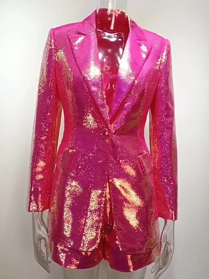 Sequin Jacket Hot Pink Suit Jacket Womens Sequins Short Suits Hot Pink 2023 Summer Pink Sequin Glitter BLING Sequin Jacket Hot Pink Suit Jacket Womens Sequins Short Suits Hot Pink 2023 Summer Pink Sequin Glitter BLING