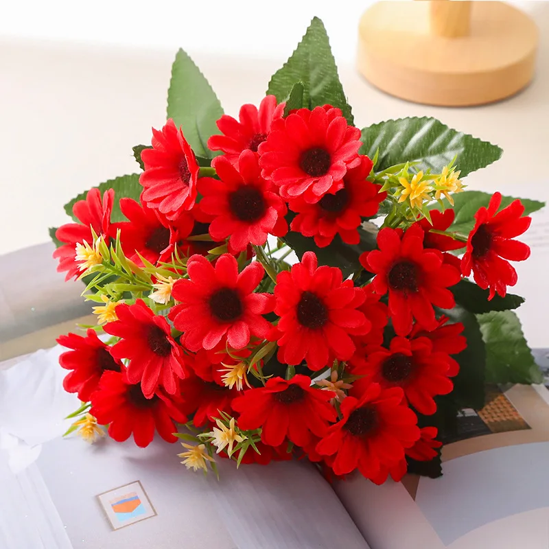 Artificial Daisy Gerbera Chamomile Flower Bouquet for Wedding and Home Decoration