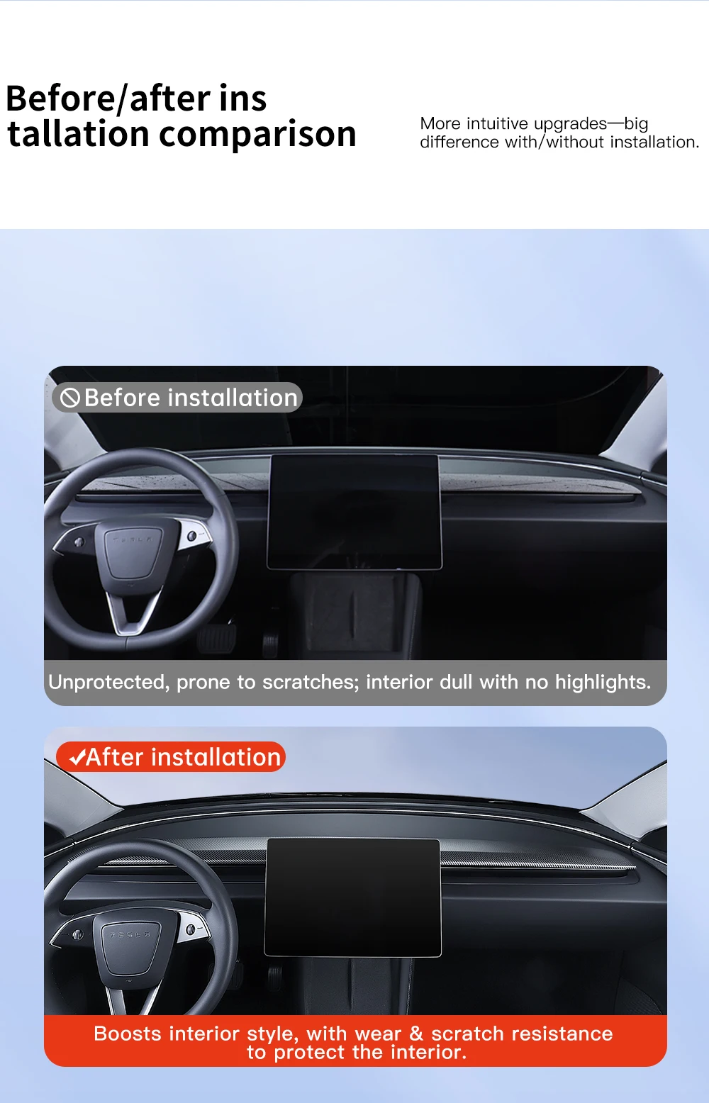 For Tesla Model 3 Highland Model Y Juniper 2025 ABS Dashboard Trim Strip Center