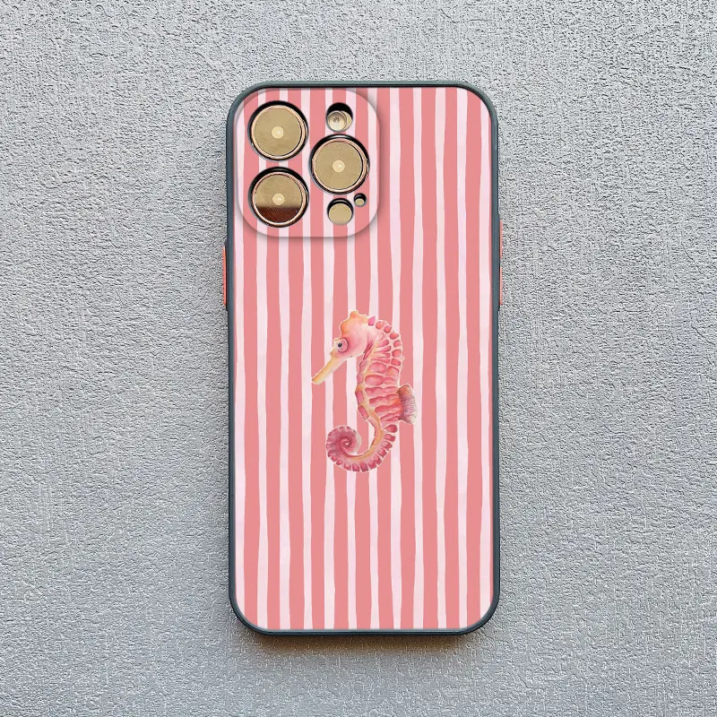 Ocean Life Theme Striped Phone Case Cover