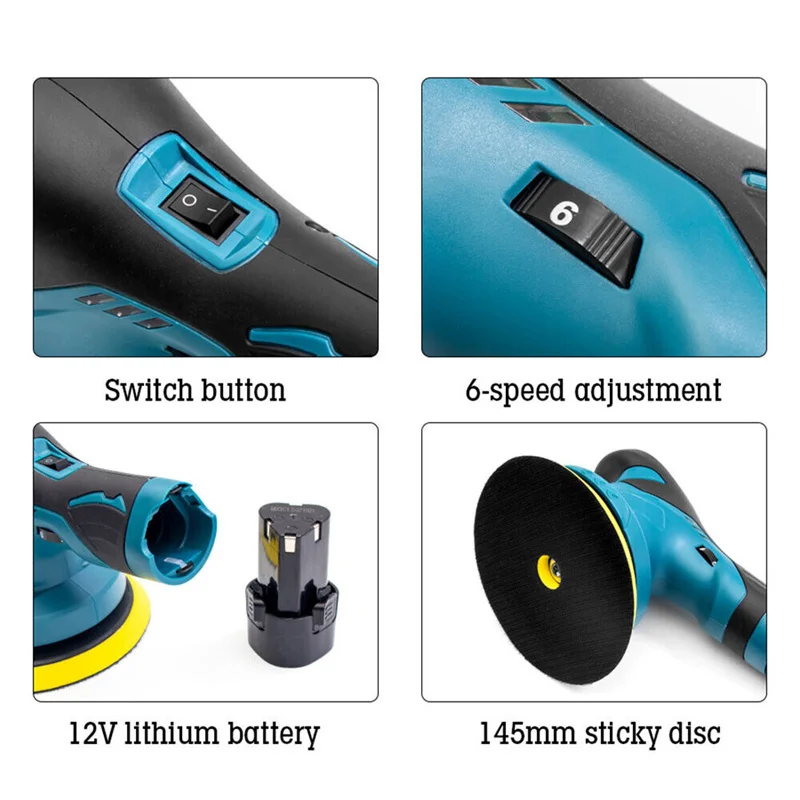 Cordless Car Polisher Multi-functional Electric Rotary Polishing Machine 5000rpm 6 Variable Speed Scratches Repair Waxing Tools car polisher