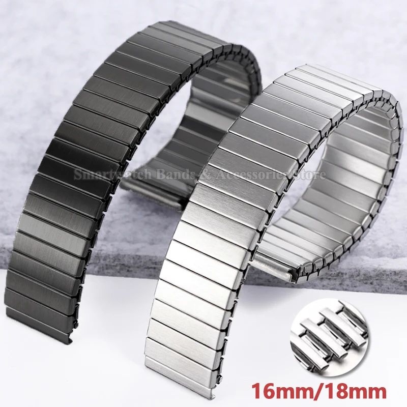 Universal Stainless Steel Expansion Stretch Watch Band - Metal Elastic Wrist Bracelet