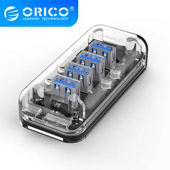 ORICO-투명 시리즈 USB 허브 멀티 4 포트 고속 USB 3.0 분배기, 마이크로 USB 전원 포트 포함, 노트북 PC 5Gbps 속도