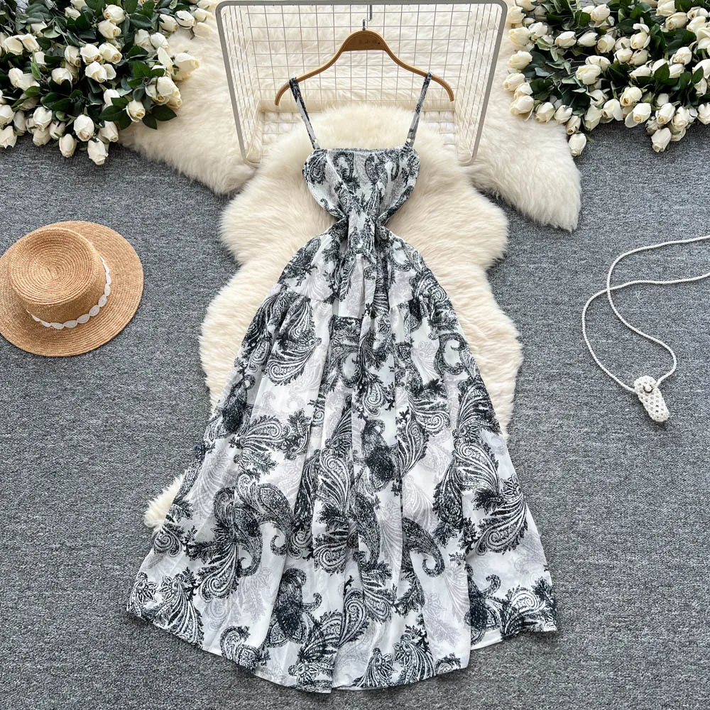 أنيقة خمر مثير طباعة أكمام الجنية ألف خط الصيف الن...