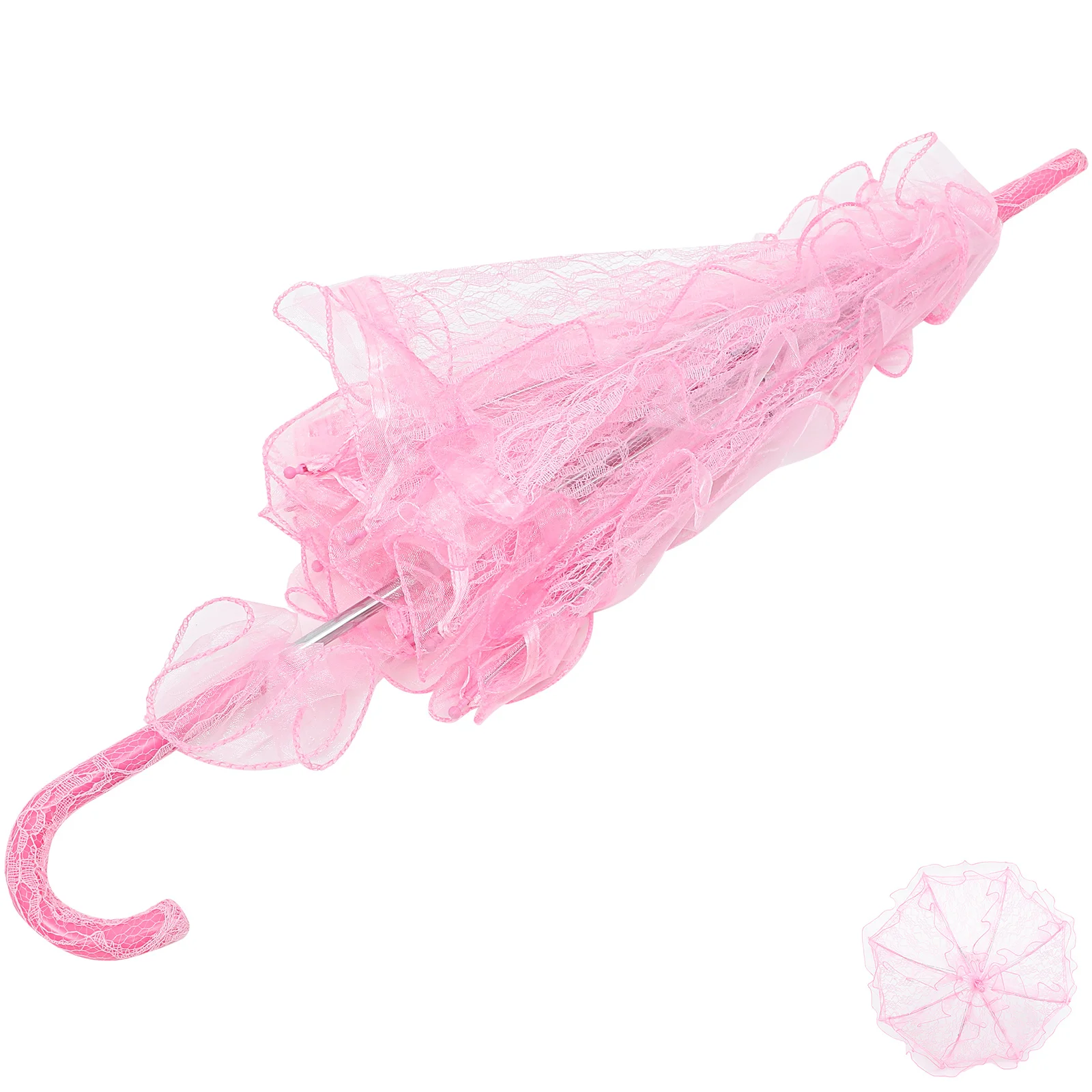 

Stylish Western Style Umbrella Lace Fleur Parasol Decoration Wedding Bride Umbrella - Size Small (Pink)