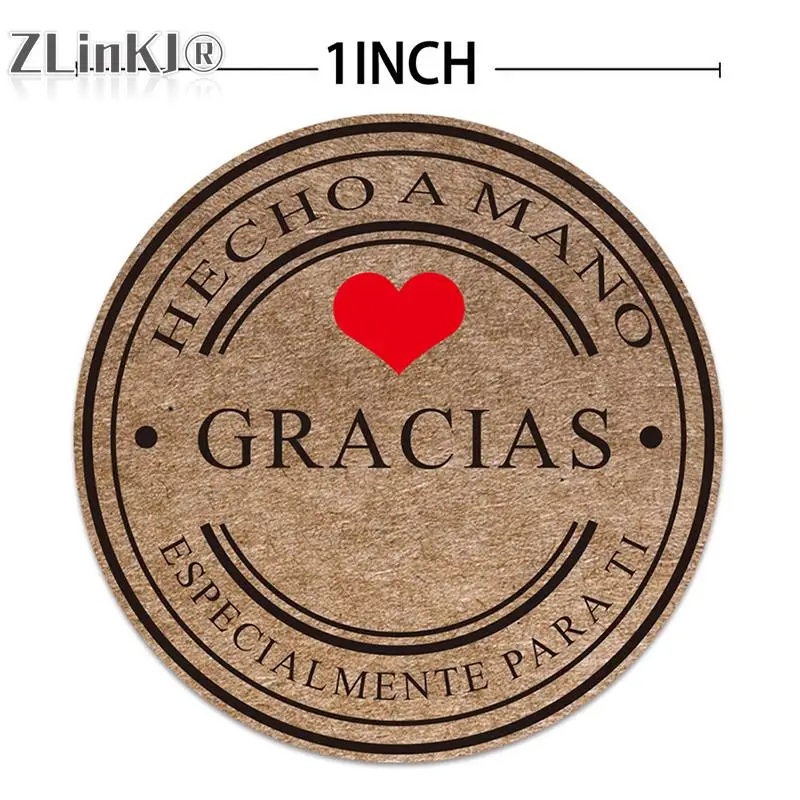 Decorative Stickers Kraft Paper Stickers DIY Scrapbooking Accessories 500Pc/roll Kraft Gracias Spanish Thank You labels Stickers Handmade Scrapbooking Sticker Package Envelope Seal Label 1inch/2.5cm