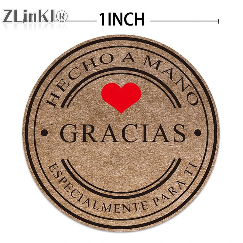500Pc/roll Kraft Gracias Spanish Thank You labels Stickers Handmade Scrapbooking Sticker Package Envelope Seal Label 1inch/2.5cm