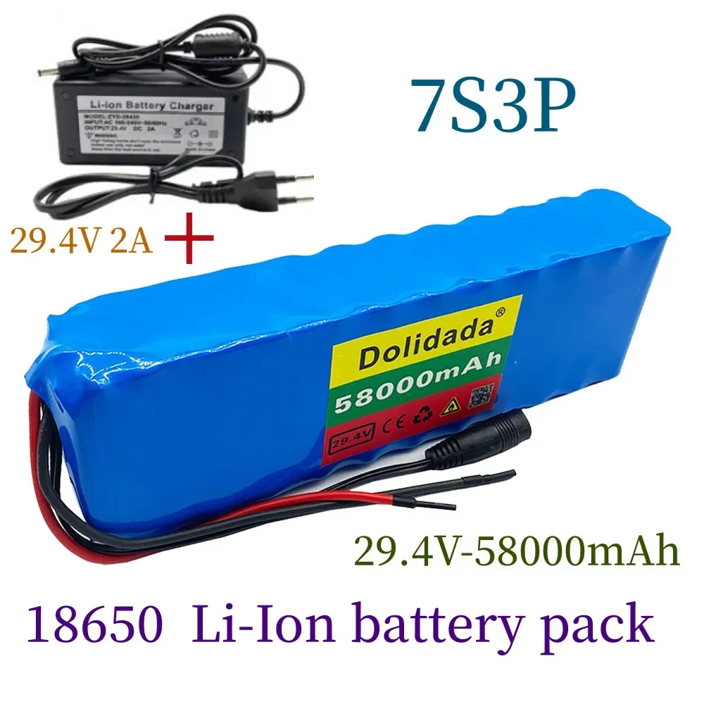 

24V 58000mAh 7S3P 18650 Battery Pack Lithium Battery Electric Bicycle Moped Scooter Lithium Ion Rechargeable Batteries Charger