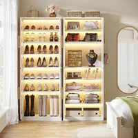 Tribesigns Tall Shoe Cabinet with Acrylic Doors and LED Lights, 8-Tier Entryway Shoe Storage Rack with Adjustable Shelves 4