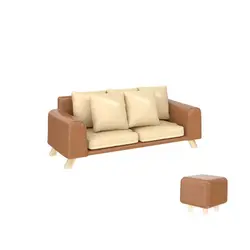 Miniature Dollhouse Furniture Set with Sofa, Floor Lamp, Shelf, and Kettle Accessories (Sofa - 1)