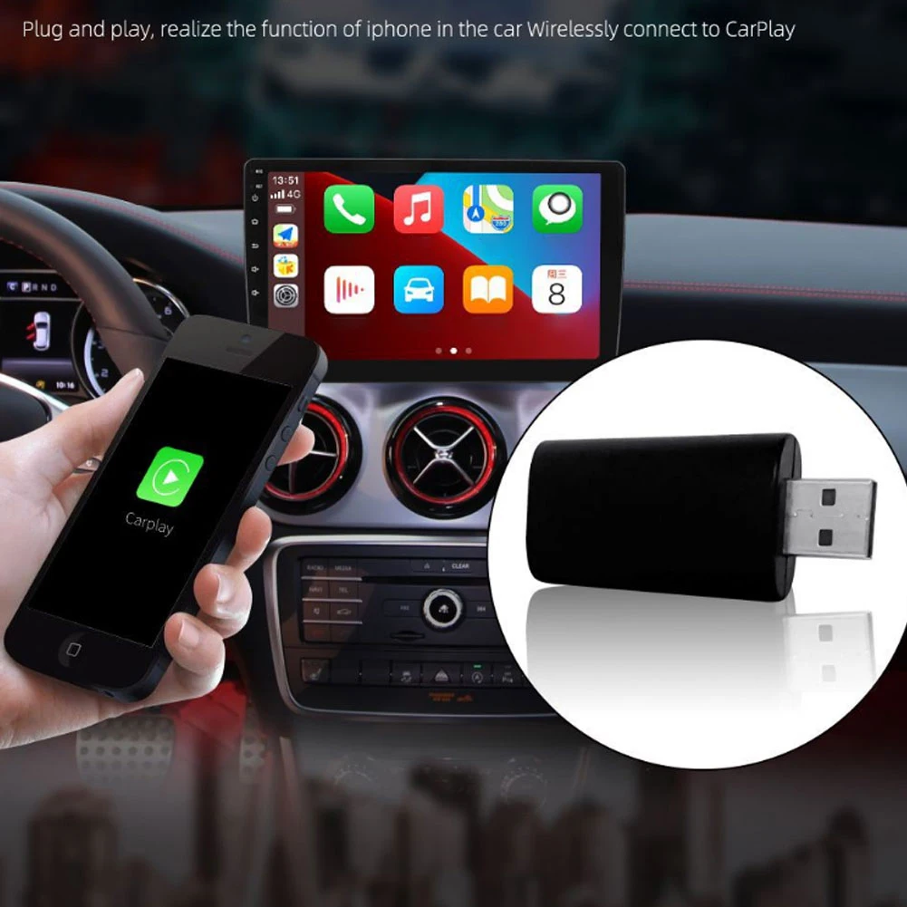 

V5.0 Car Interaction System Wireless Adapter 5.0GHz WiFi Automatic Connection Supports Voice Control GPS Navigation