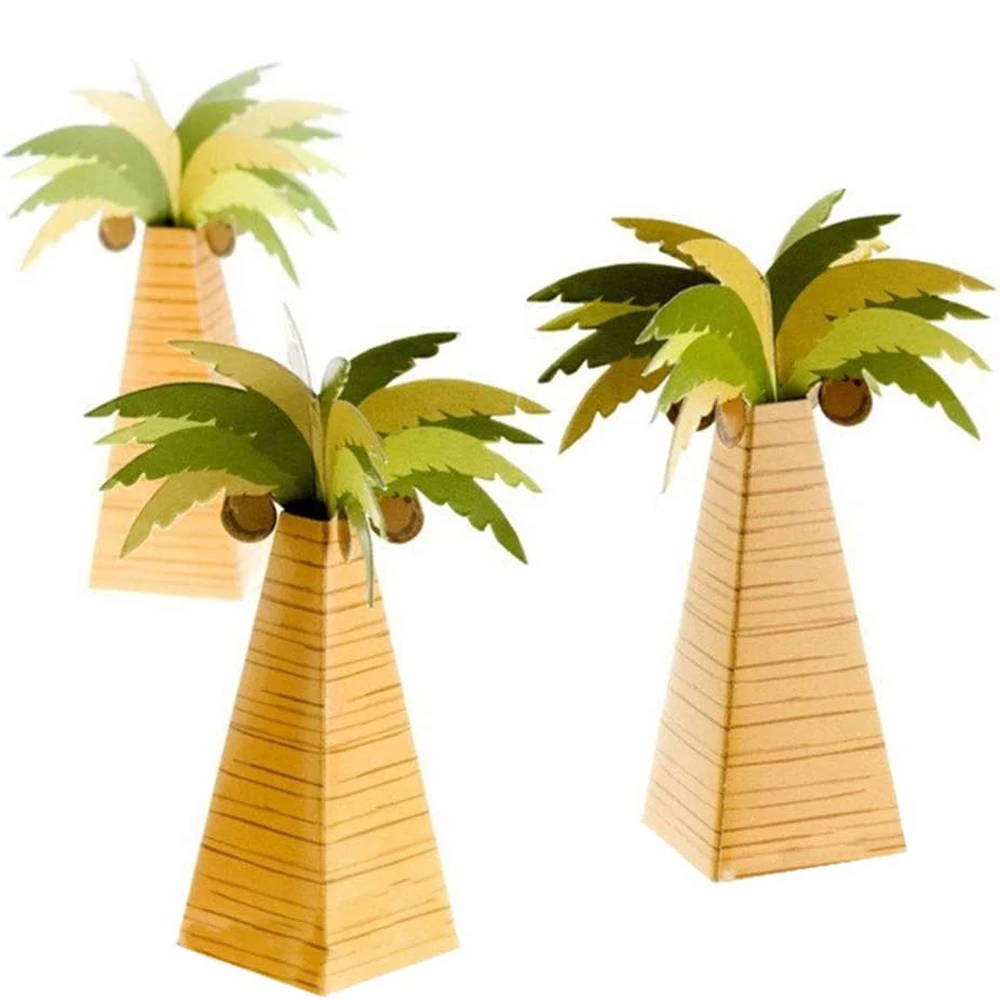 

Palm Tree Candy Box Paper Chocolate Sweet Treat Boxes Hawaii Party Gift Present Packaging Box Wedding Birthday Candy Wrapping Ba