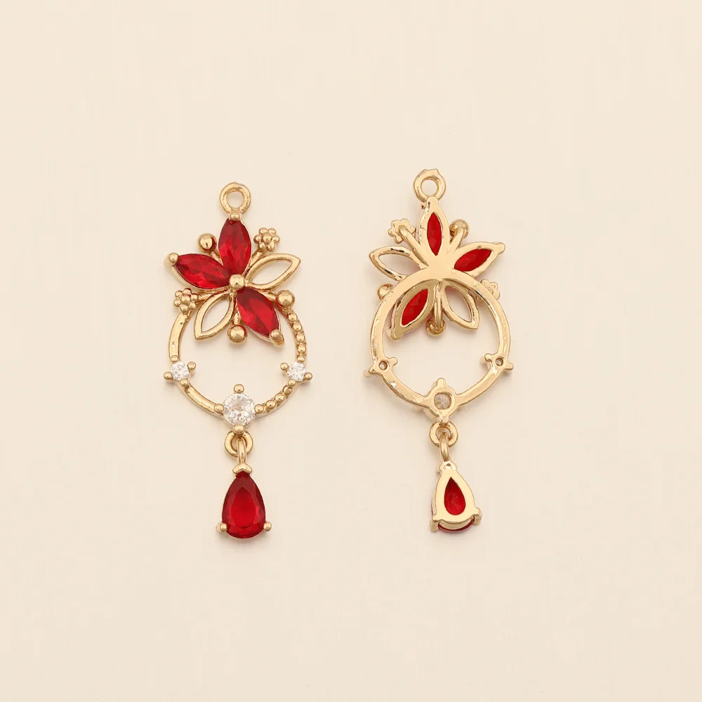 Cordial Design 14*33MM 50Pcs CZ Charms/Flower Shape/Hand Made/DIY Jewelry Parts/Jewelry Findings & Components/Rhinestone Pendant - cordial