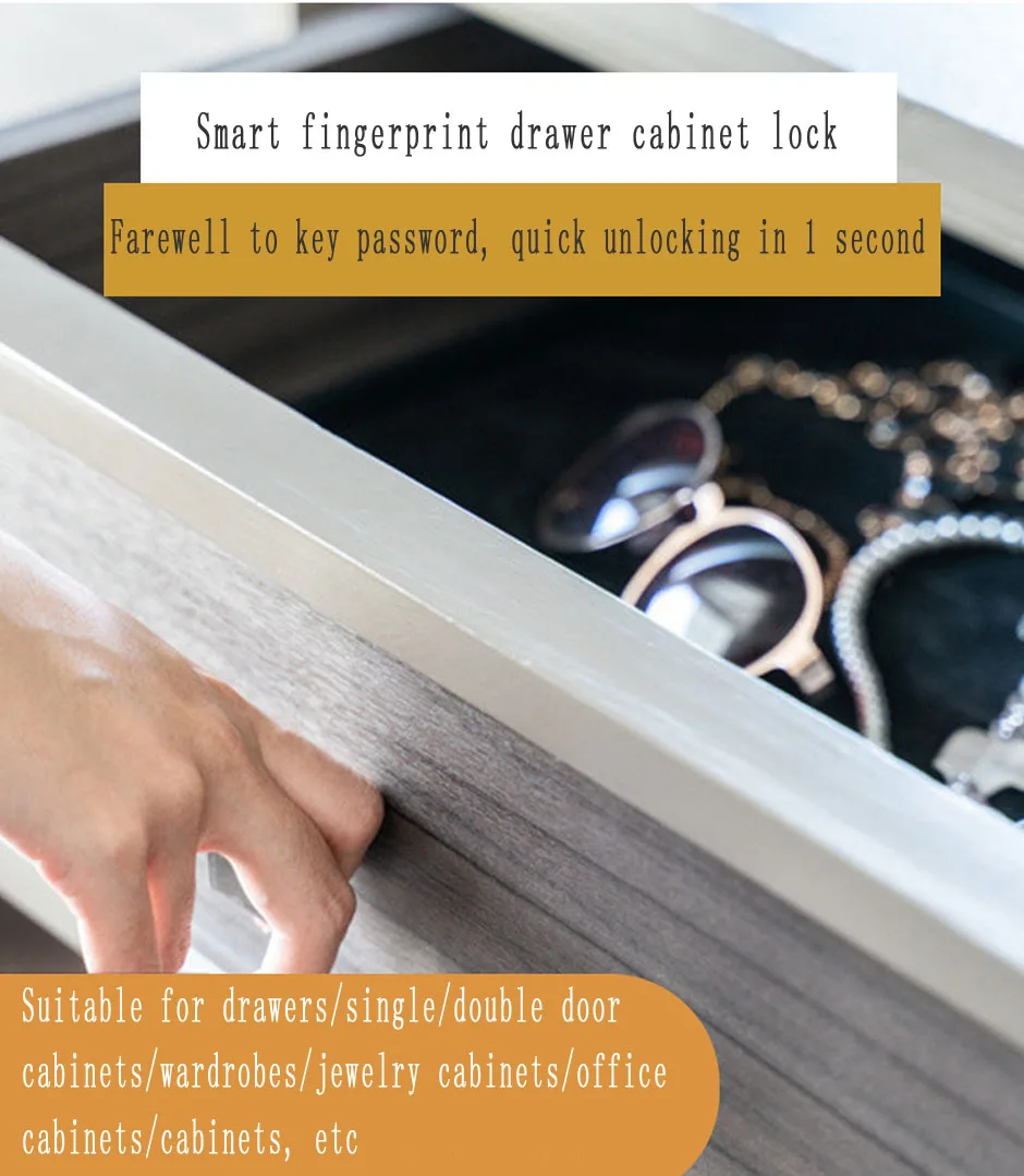 Keyless Fingerprint Cabinet Lock, arquivo de metal,