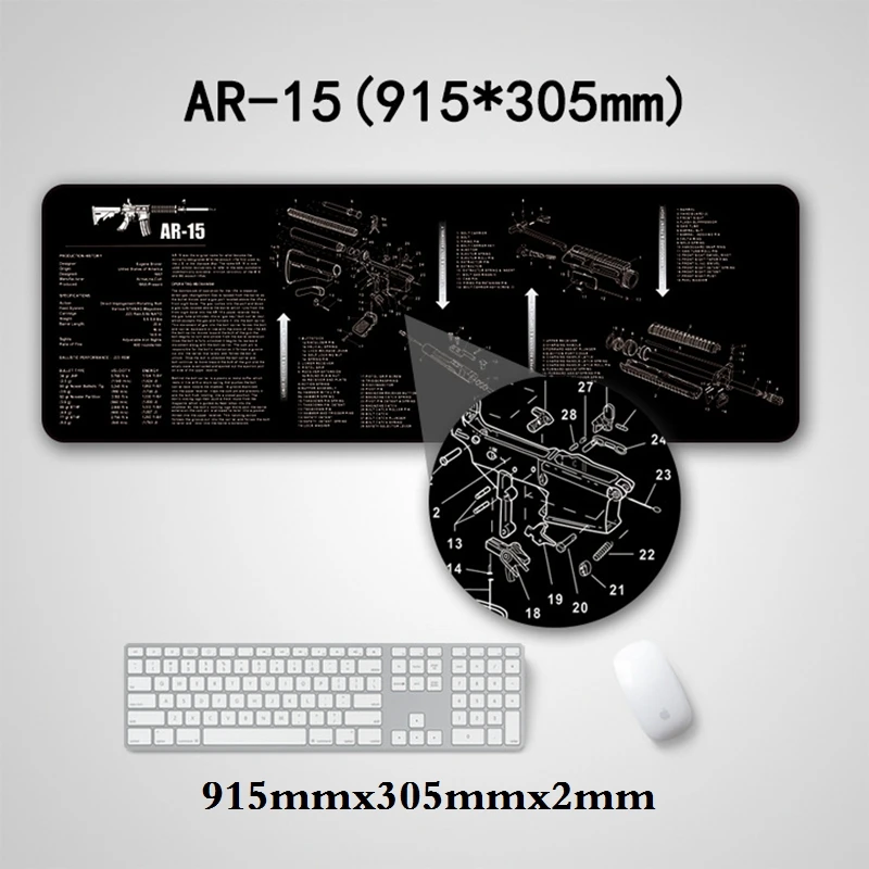 Gun Cleaning Mat Mouse Pad Parts Diagram Instructions Armorers Bench Mat Repair Build Tool AR15 AK47 GL 1911