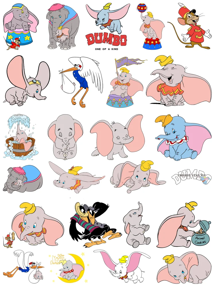 Disney DUMBO iron on patches vinyl stickers DIY children patch printing Clothing heat transfer stickers clothing patches
