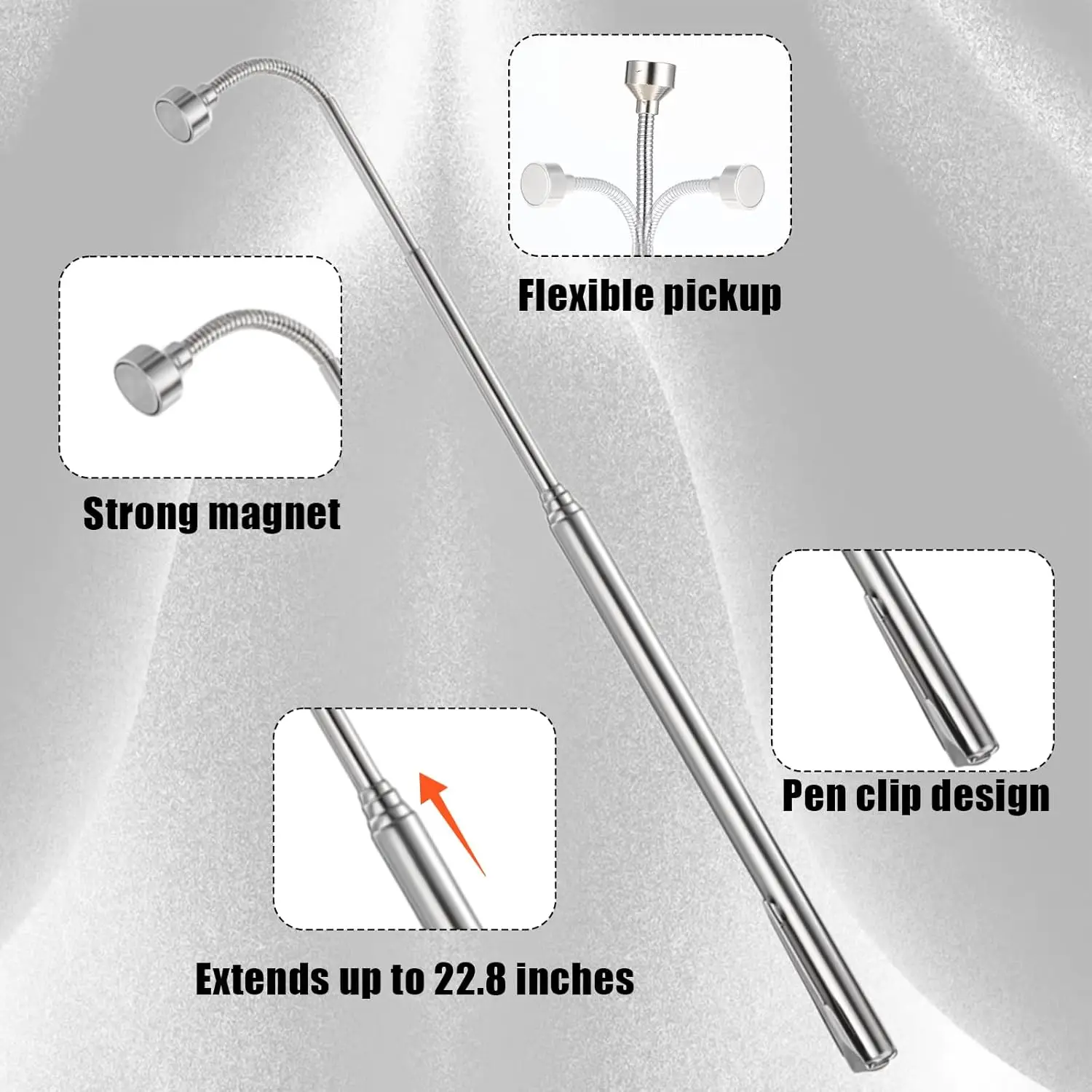Flexible Magnetic Pickup Tool Telescoping MagneticPick-Up Tool Spring Bendable Extension Pick up Magnetic Extension Tools