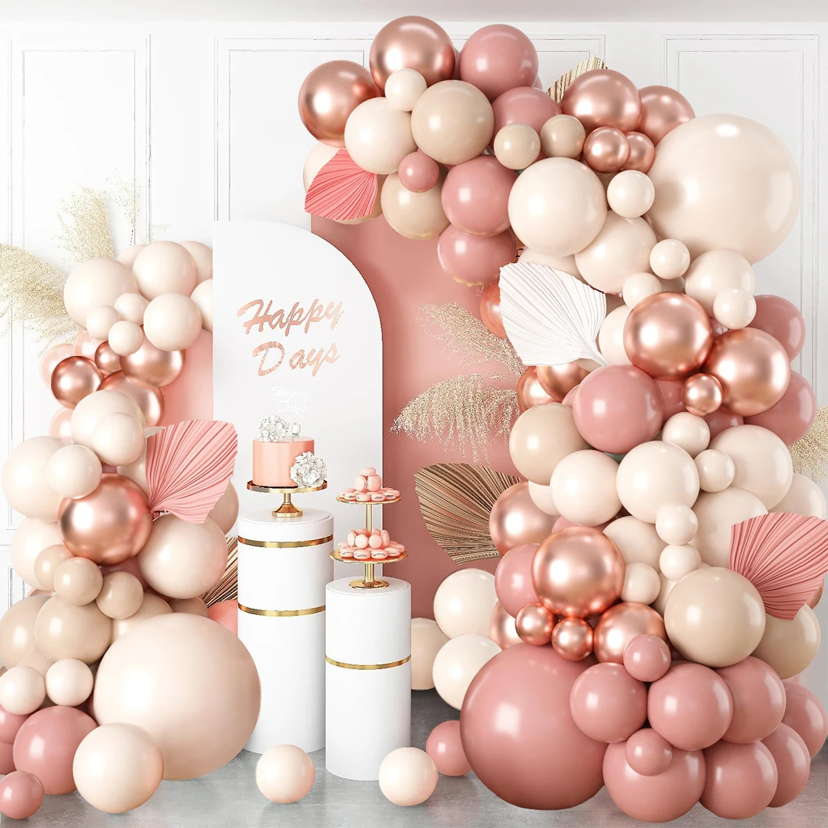 thumbnail image 5 of Kit de arco de guirnalda de globos Retro Rosa marfil blanco para fiesta de cumpleaños, boda, Baby Shower, decoraciones, suministros para fiestas, 5 of 8