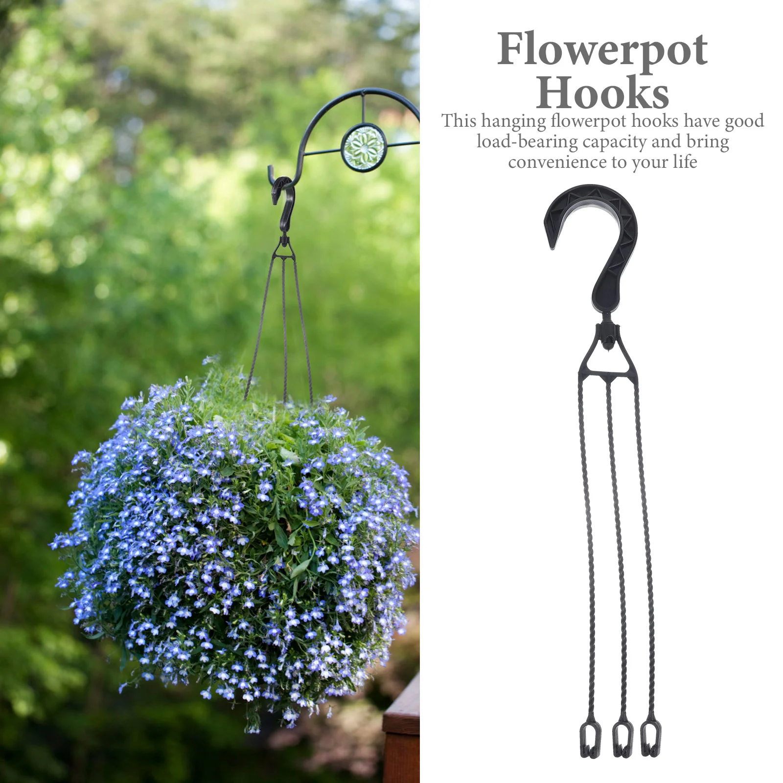 Hanging Basin Hook Flower Pot Hooks 360 Rotatable Flowerpot Basket Bird Feeder Plastic Pots 5 Pcs