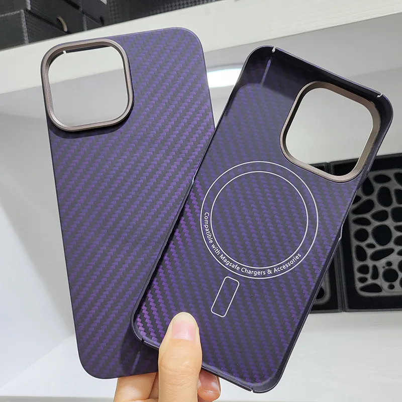 

For iPhone 15 Pro Max Magsafe case Real carbon fiber Luxury Color wireless charging back cover for iPhone 15Pro/14 Pro Max case