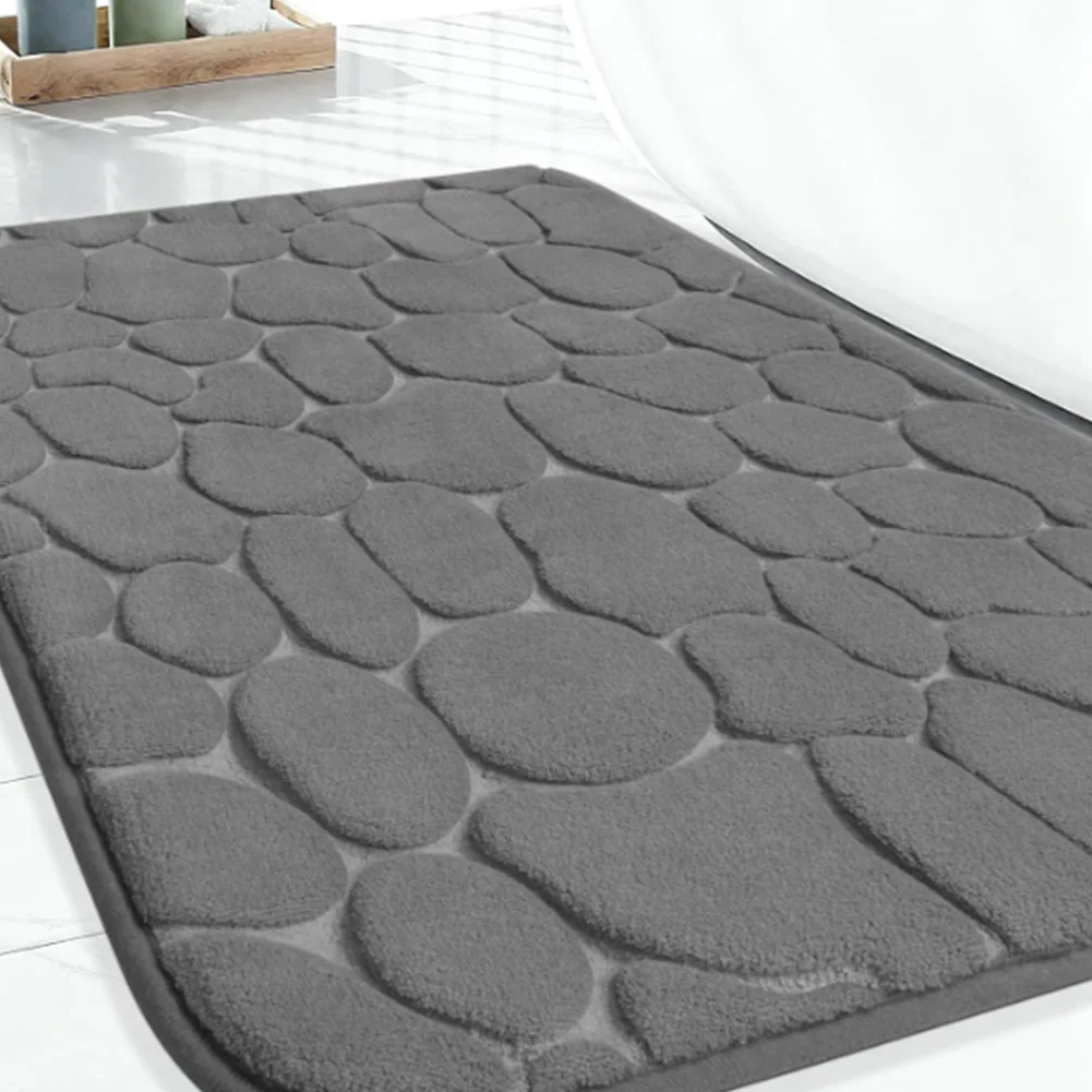 Premium Absorbent Non-Slip Quick-Dry Bathroom Mat with Cobblestone Design