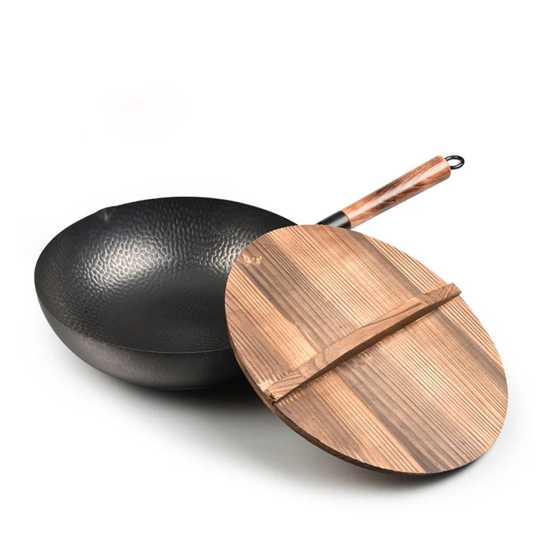 32cm Chinese Traditional Handmade 100 Iron Wok Thickening Non Coated