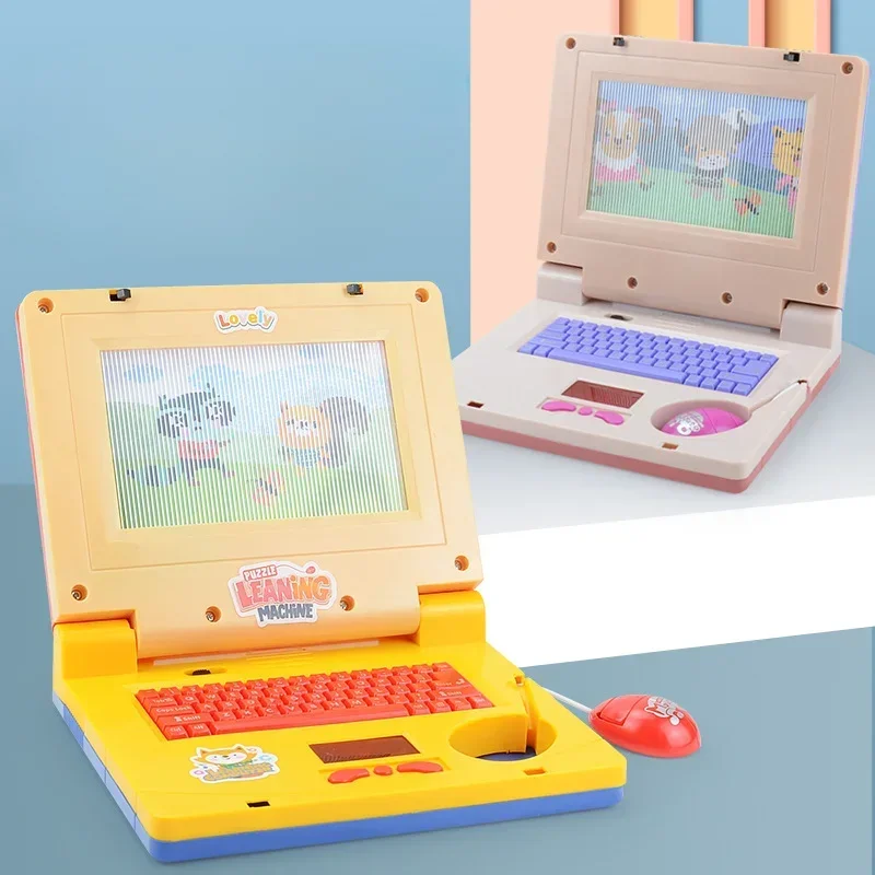 Toddler Puzzle Learning Machine Cartoon Fake Laptop with Light Music Mouse Simulation Computer Enlightening Toys for Kids Gifts learning toys laptop computer toy