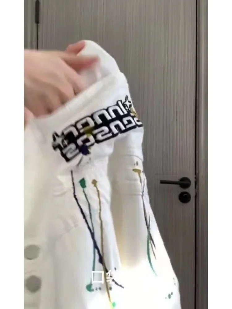 New 2025 White Denim Overalls for Women with Korean Loose Jumpsuits Pants Baggy Overalls Female 4