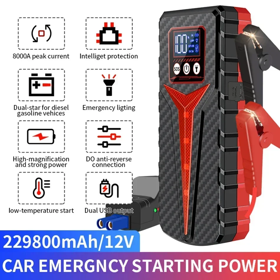 229800mAh 12V Starting For Car Battery Charger Starting Device Auto Jump Starter Emergency Power Bank Booster Articles For Cars