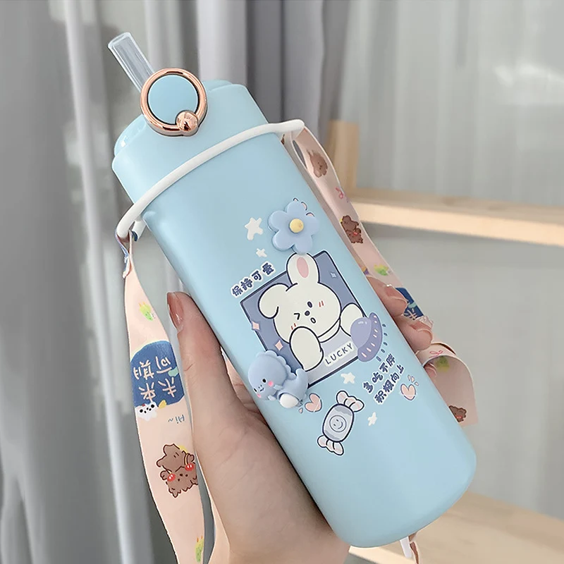 350/480ml Portable Stainless Steel Thermos Cup Cute Coffee Vacuum
