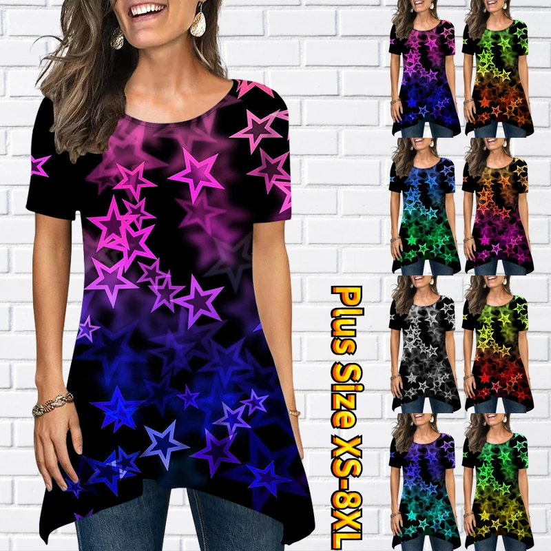 

Everyday Women's Elegant Pullover Trend Short Sleeve Vintage Top Summer Ladies Round Neck T-shirt New Design Printing Tee Shirt