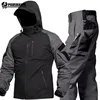 Mens Combat Sets Outdoor Wear-resistant Hooded Tactical Jacket+Multi Pocket Hunting Pants 2-piece Waterproof Training Suits 1