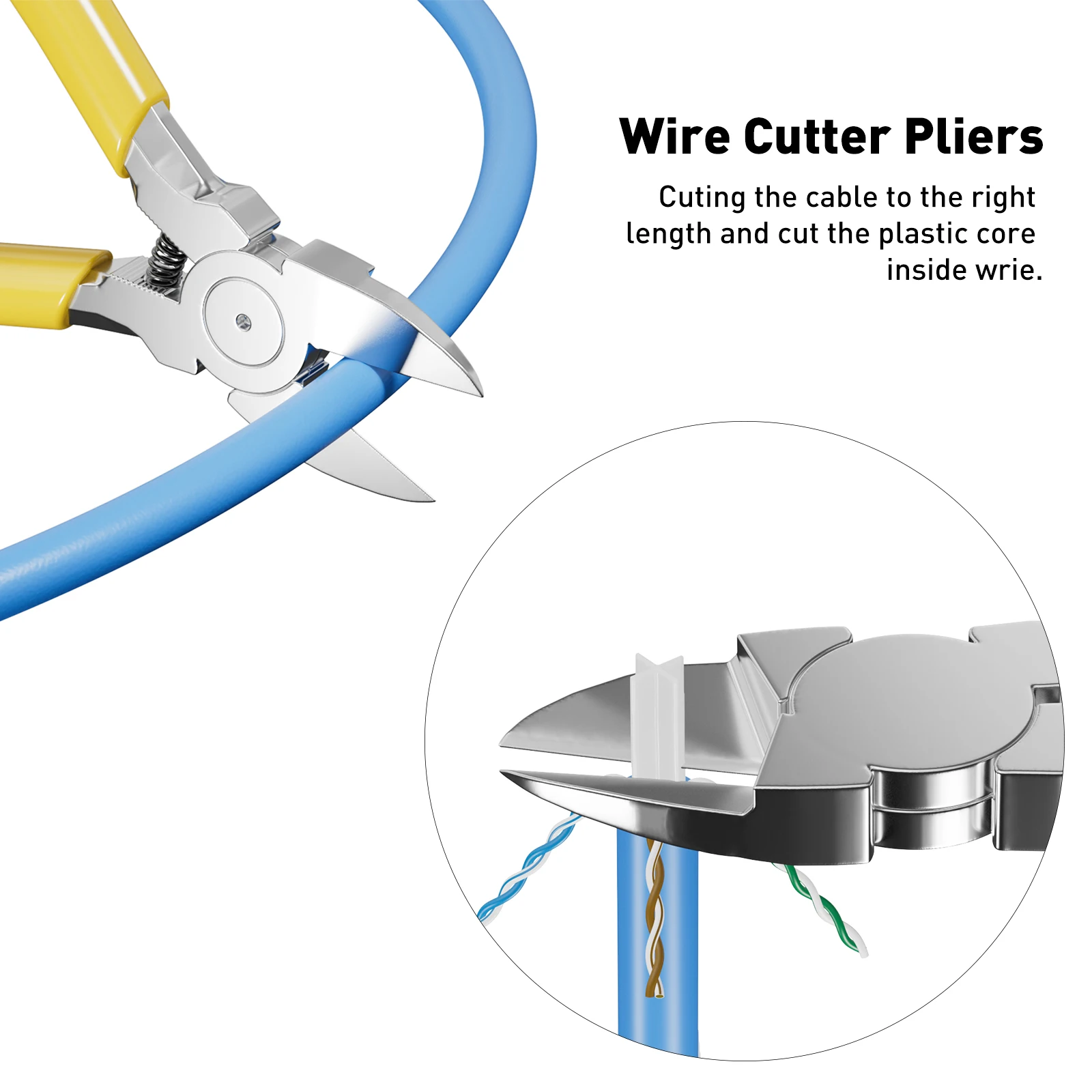ZOERAX 8 in 1 RJ45 압착 도구 키트, 압착 도구, 케이블 테스터, 와이어 커터, 블레이드, 50Pcs Cat 6 커넥터 및 스트레인 릴리프 부츠
