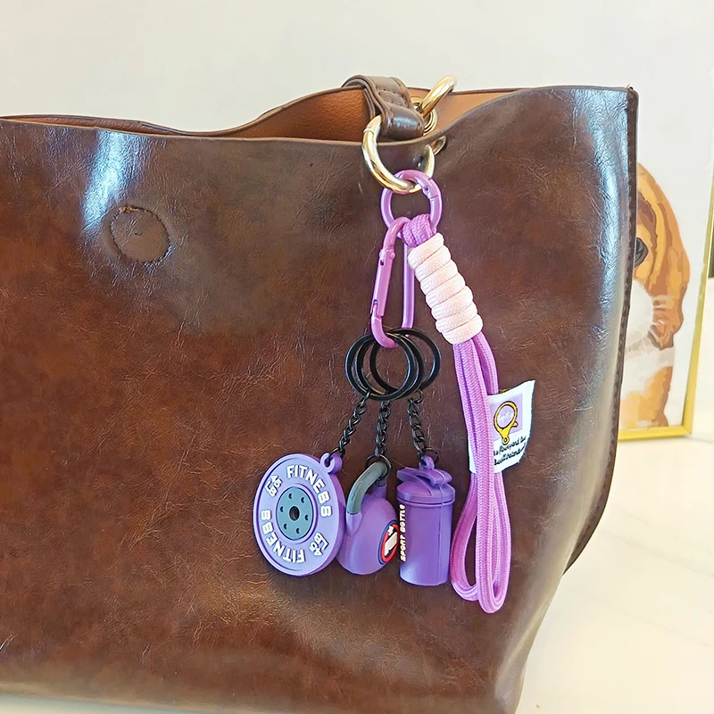 Detachable Barbell Plates Keychain Water Cups INS Simulation Dumbbells Keyring Creative Dopamine Fitness Series Pendant