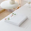 100% Cotton Twill Embroidered Bed Sheets Luxury Flowers Embroidery Solid Color White Bedding Flat sheet 230*250cm 250*250cm 1