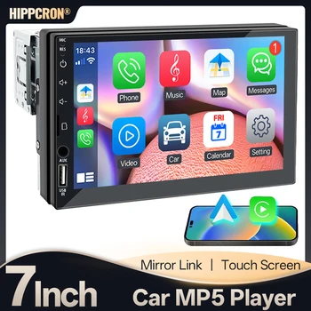Radio para coche Hippcron 1 Din Carplay Android Auto Reproductor multimedia HD Pantalla táctil de 7'' Entrada AUX FM Bluetooth MirrorLink Universal 1