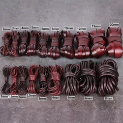 2/3/4/5/6/8/10mm 2meter Retro Coffee Cow Leather Strap Findings Flat/Round Leather Cord String Rope DIY Bracelet Making