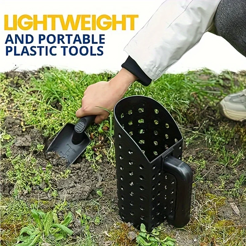1 Set, Portable Metal Detector Sand Scoop And Shovel Set, Sand Sifter Digging Tools, ABS Plastic Metal Detector Sand Scoop Shove 5