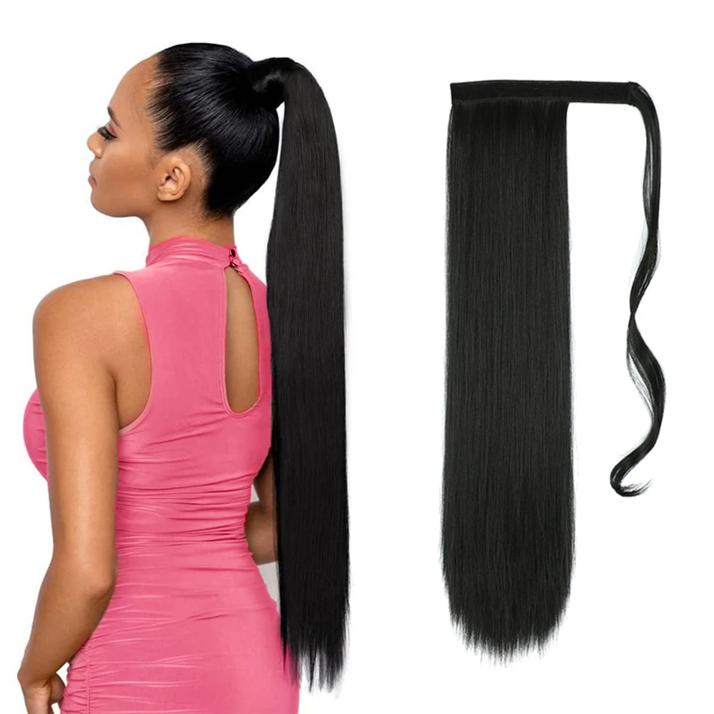 

My-Princess Synthetic Long Straight Wrap Around Clip In Ponytail Hair Extension Heat Reistan Pony Tail Fake Hair