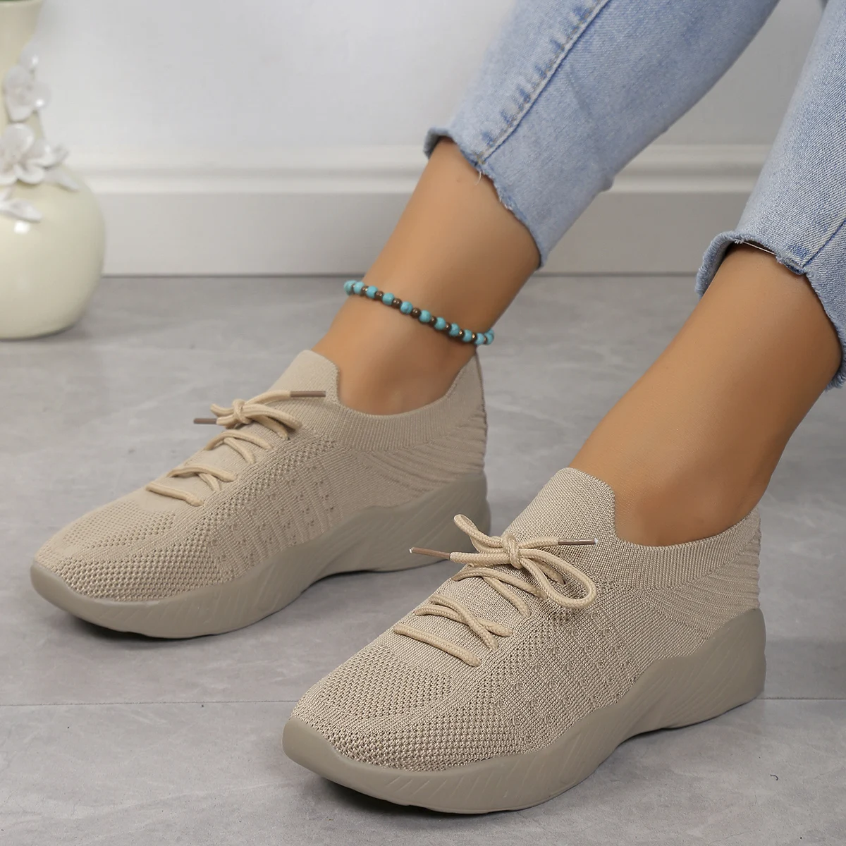 Creme Ladies Sneakers Lace-up Shoes - Penny | Shopee Philippines