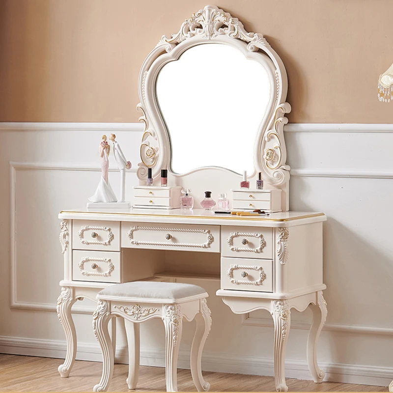 

Light Minimal Dressing Table Bedroom Girl Aesthetic Wood Dressing Table Vintage Nordic Penteadeiras De Maquiagem Furniture
