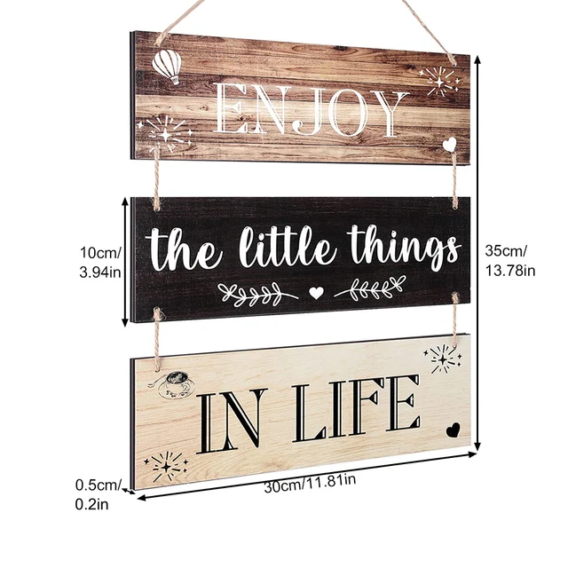 Hálószoba Nappali, Mondván Lógó Jel Rusztikus Családi Parasztház Élvezze Az Apró Dolgokat Otthoni Fa Fali Művészeti Árajánlat Táblán - Image 6