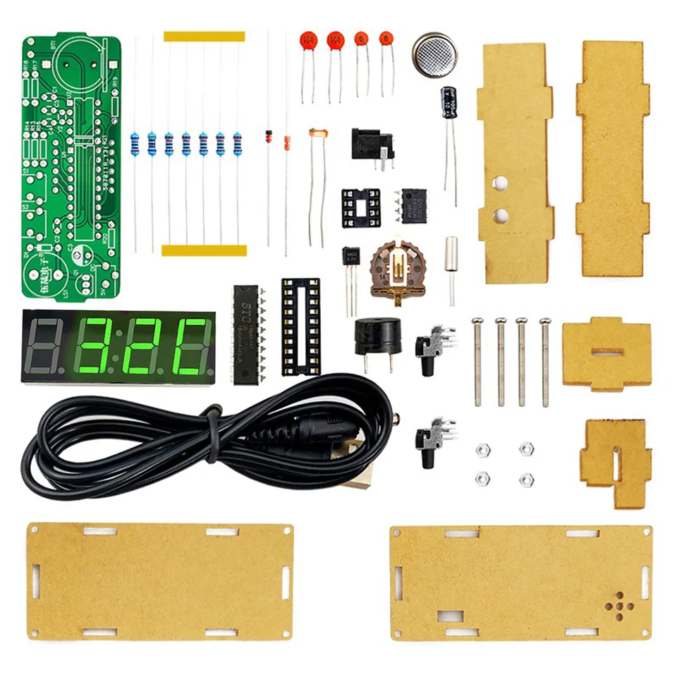 2 Pack, 4-Digit Digital Clock Kits With PCB For Soldering Practice Learning Electronics With English Instructions