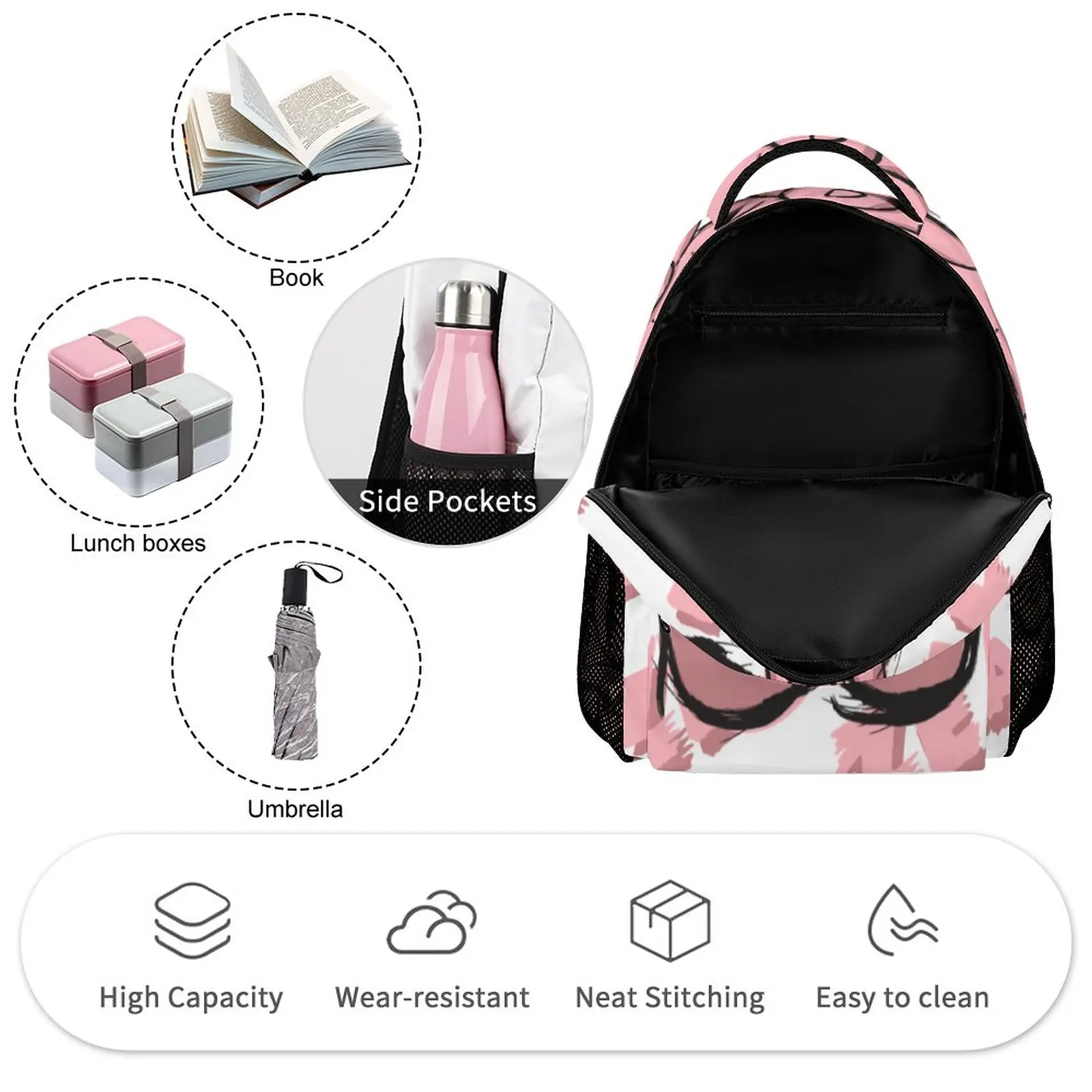 Children's Satchel School Bags for Teenager Cute Kindergarten Schoolbag Multifunctional Bagpack Pocket with Zipper
