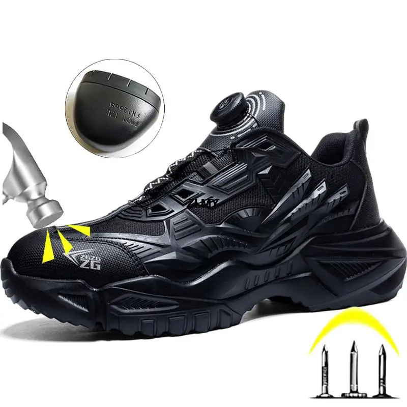 Men Safety Shoes Steel Toe Working Sneakers Light Puncture Proof Work Safety Boots Anti-smash Boot, safety shoes,men shoes