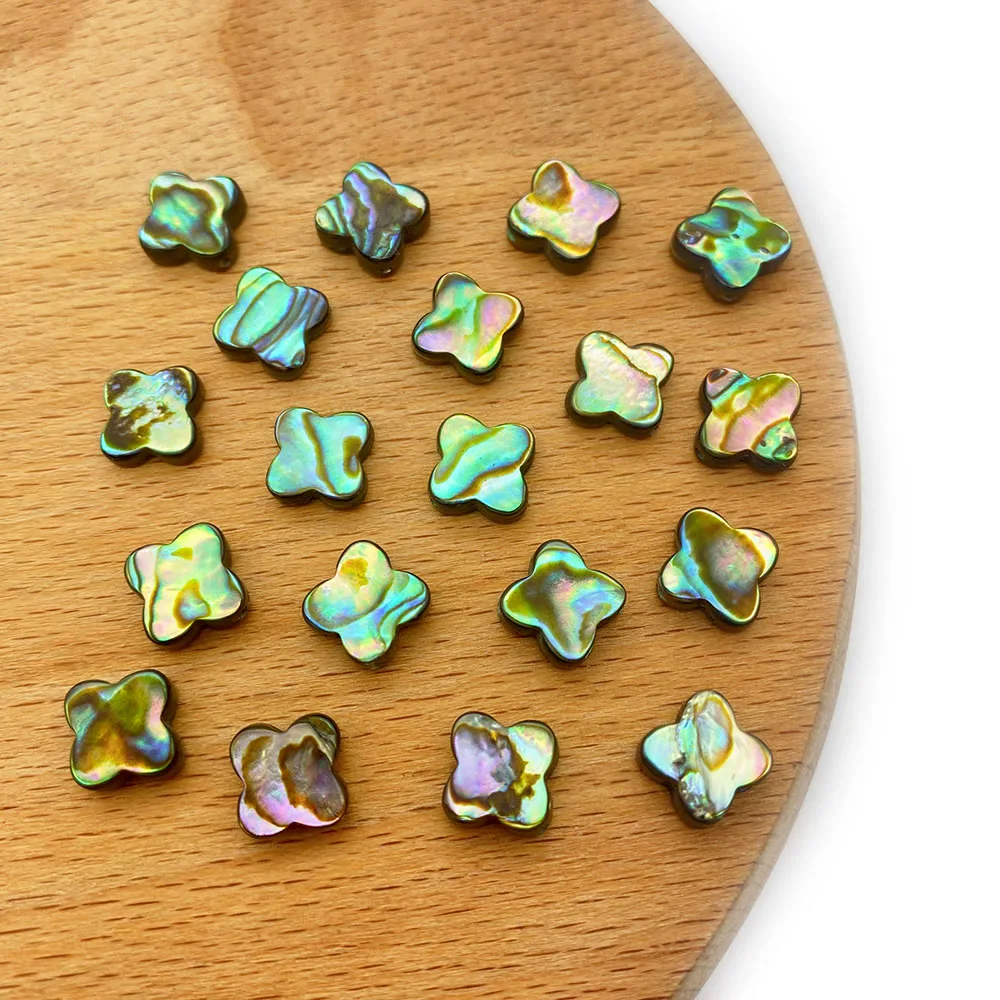 

2pcs/pack Natural Abalone Sea Shell Loose Beads Four Leaf Clover Shape Flower Shape 10/12mm DIY for Making Necklace Bracelets
