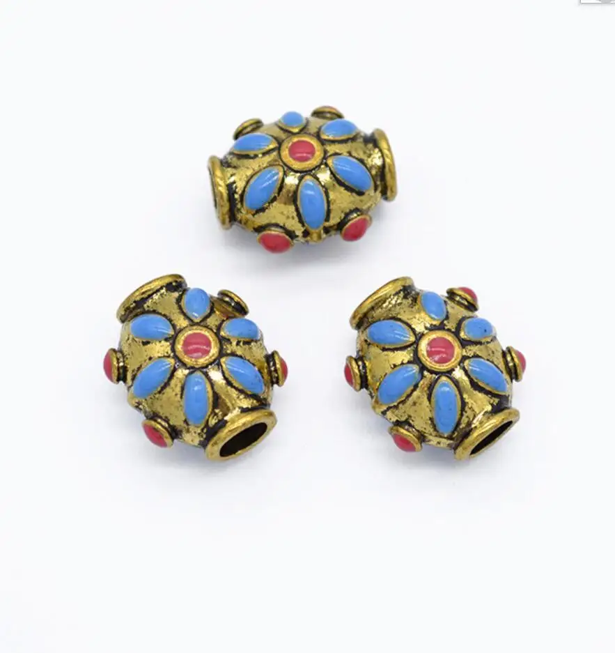 10Pcs Alloy Drop Oil Double Sided Loose Beads Spacer Beads 12mm Fashion Bracelet Necklace Earrings DIY Jewelry 16*14*9mm F0712