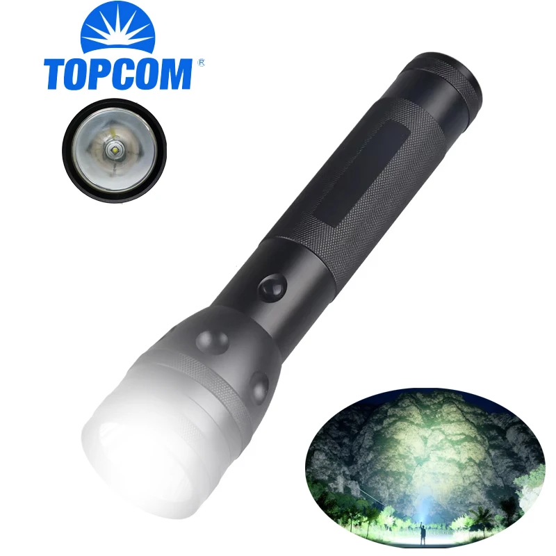 TOPCOM Powerful 10W LED Flashlight Hard Light Black Flashlight With ...