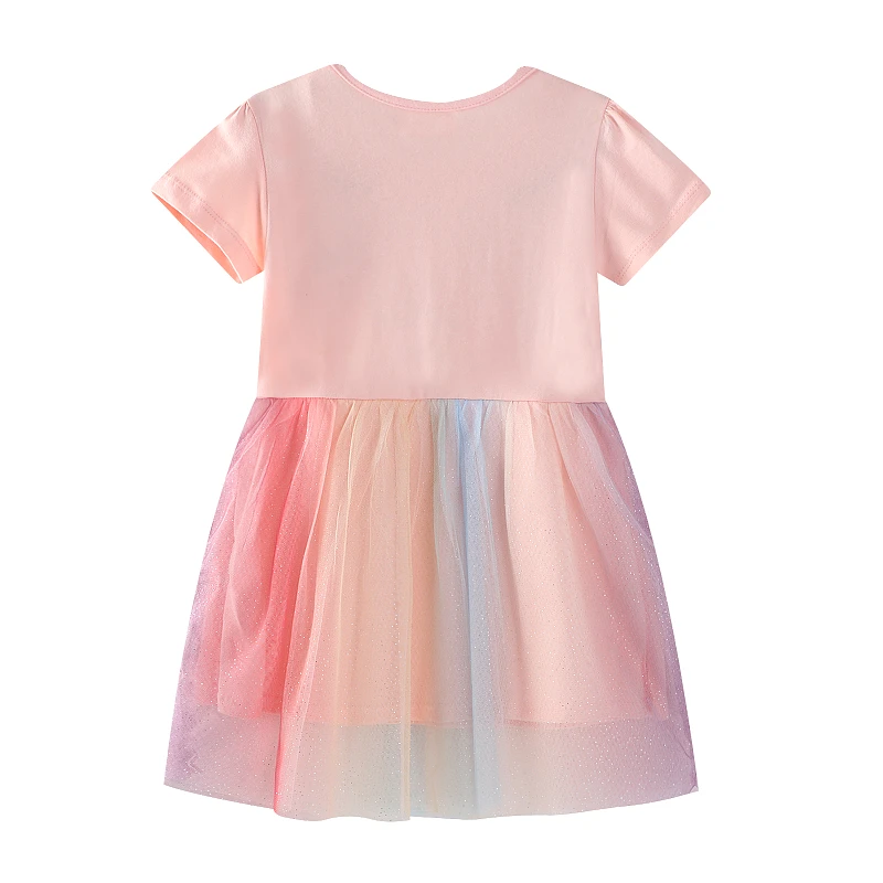 Baby Girls Skirt Children's Clothing 2025 Summer Embroidered Cartoon Casual Flowers Unicorns Mesh Dresses Kids Clothes