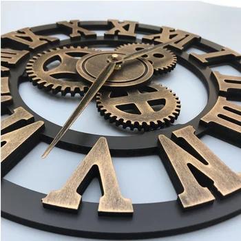34cm Retro Industrial Gear Wall Clock – Decorative Hanging Clock 1